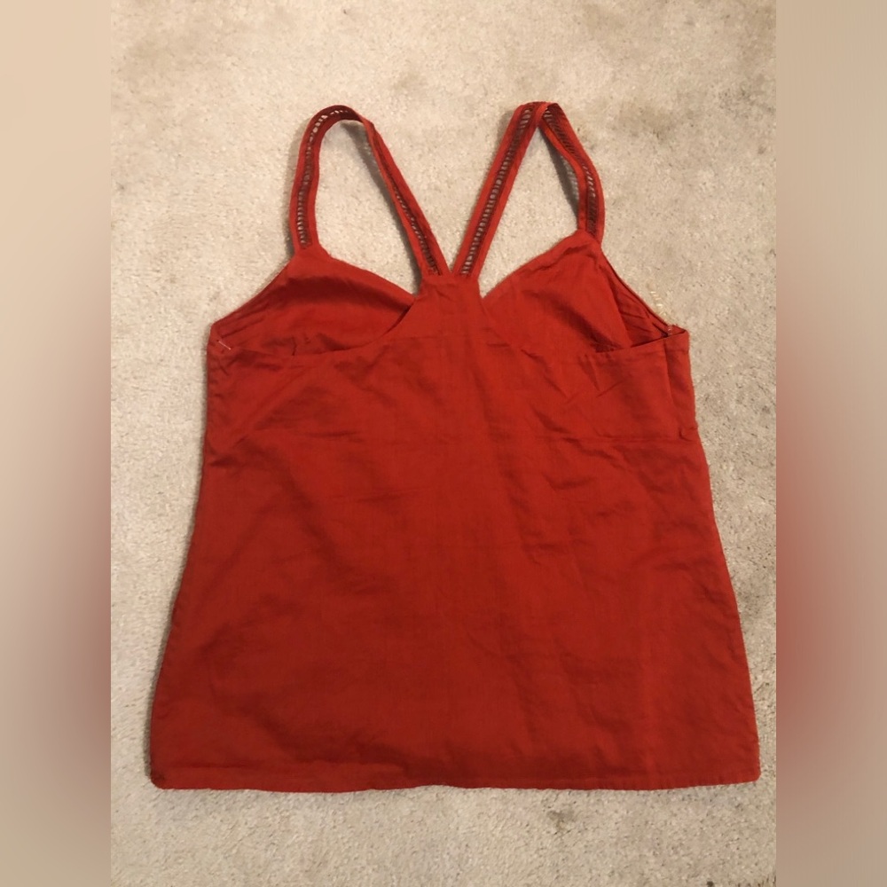 Banana Republic Orange Red Embroidered Strappy Sleeveless Summer Top v neck - Picture 6 of 10